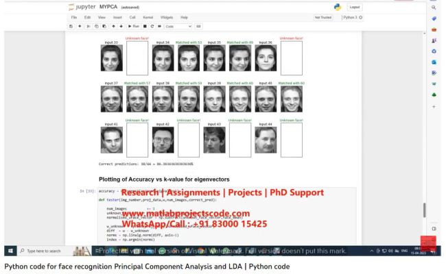 Face Recognition Principal Component Analysis And LDA - Python Code